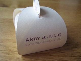 Wedding Favour box with personalised name and dates