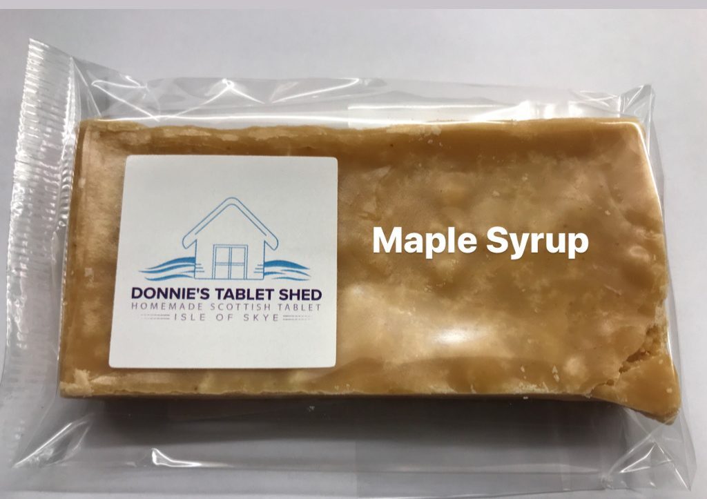 Photograph showing a bar of homemade maple syrup tablet min 100g