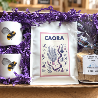 Bee Espresso cup set with Caora coffee and Homemade Tablet from Isle of Skye