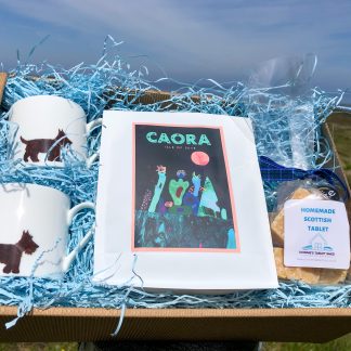 Wee Scottie Dog Espresso cup Hamper with Caora Coffee and Scottish Tablet from Isle of Skye