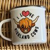 I Love Highland Cows Enamel Mug
