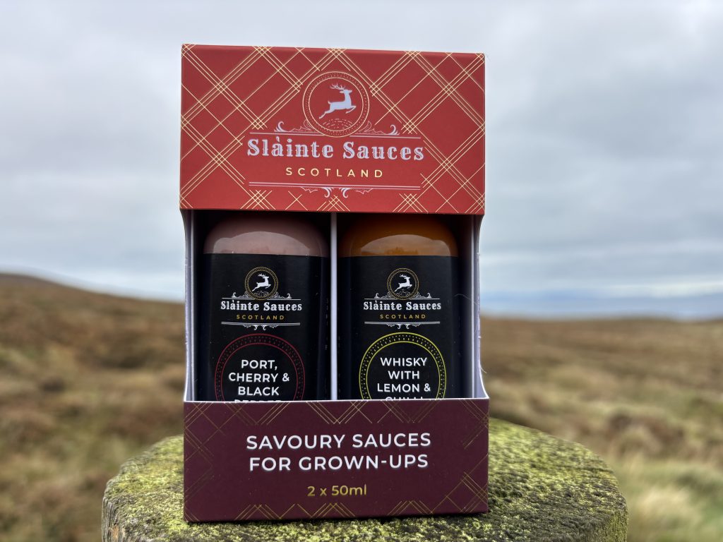 Whisky and Lemon and Chilli Sauce and Port, Cherry and Black Pepper Savoury Sauce Gift pack