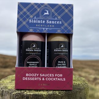 Raspberry Ripple Martini and Rum and Salted Caramel Boozy Dessert Sauce Gift pack