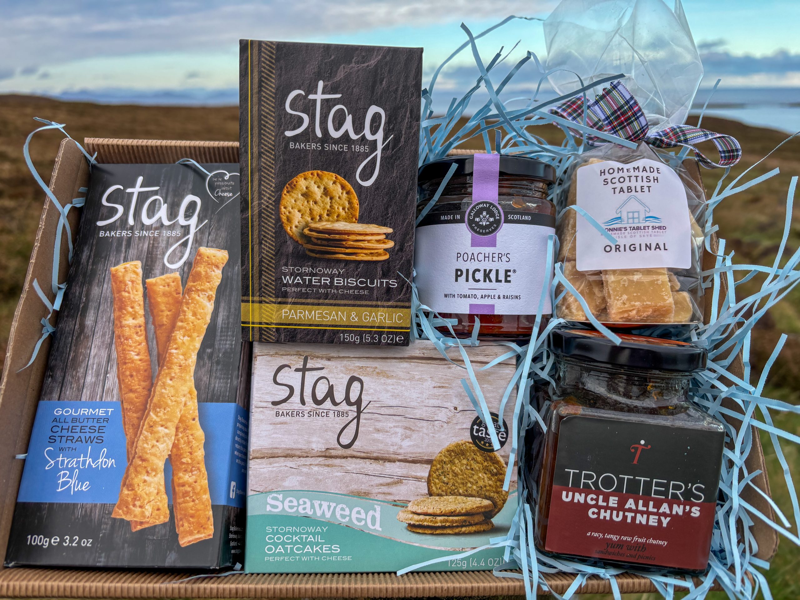Savoury Hamper of Scottish Treats - Savoury Biscuits, Pickle, Oatcakes and Scottish Tablet