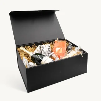 Black Luxury Hamper with magnetic closing with Shred Fill for 10-20 items - 18 inches