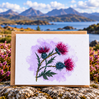 SEED CARD: Scottish Thistles - plantable greetings card